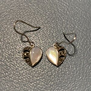 Pretty heart-shaped earrings with marcasite trim, adorable!